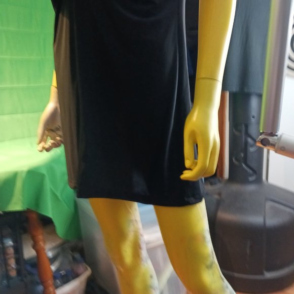 plunging collar polyester dress black women zokai medium - Picture 4 of 7